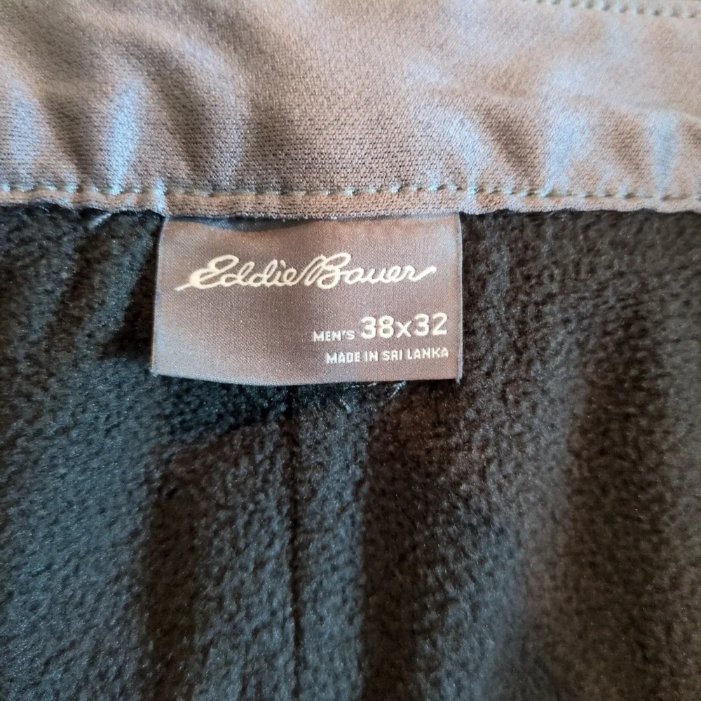 Eddie Bauer Mens Fleece Lined Tech Pants Gray 38x32 Insulated Hiking Outdoor